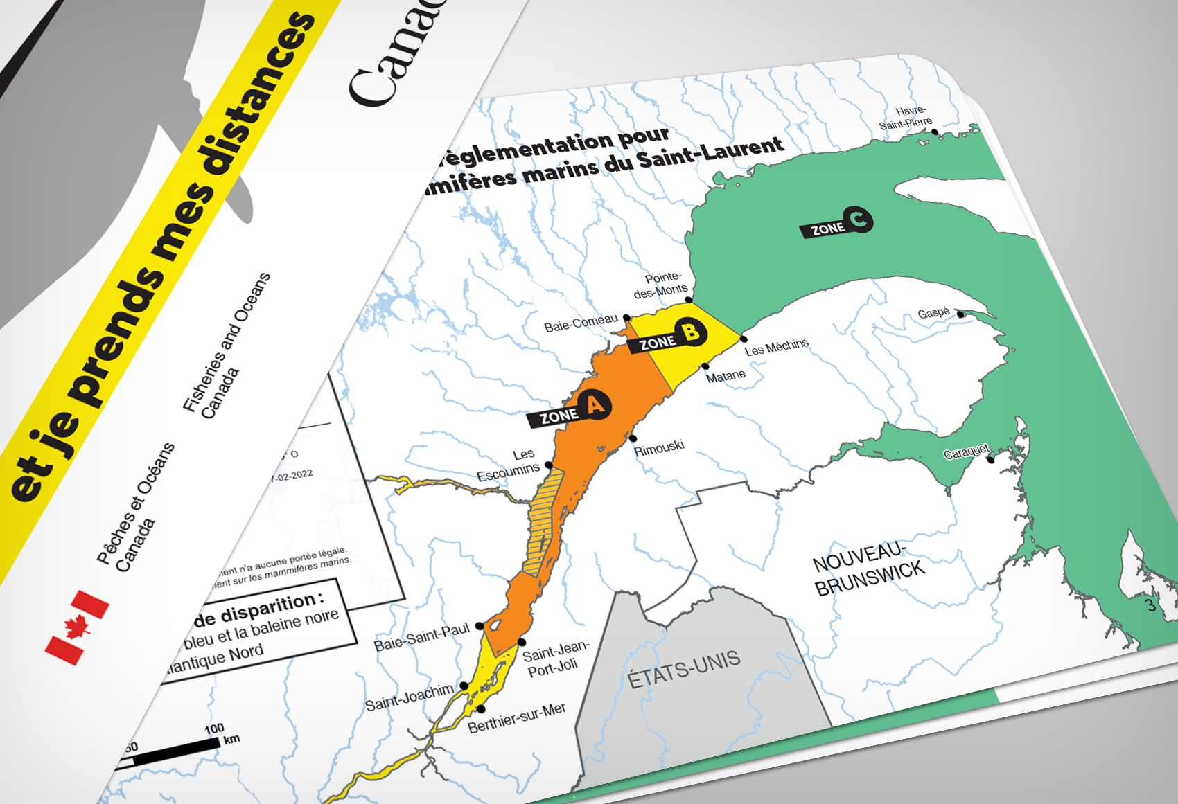 Exemple de page avec cartographie à l'intérieur de l'outil de mesure des distances développé pour Pêches et Océans Canada