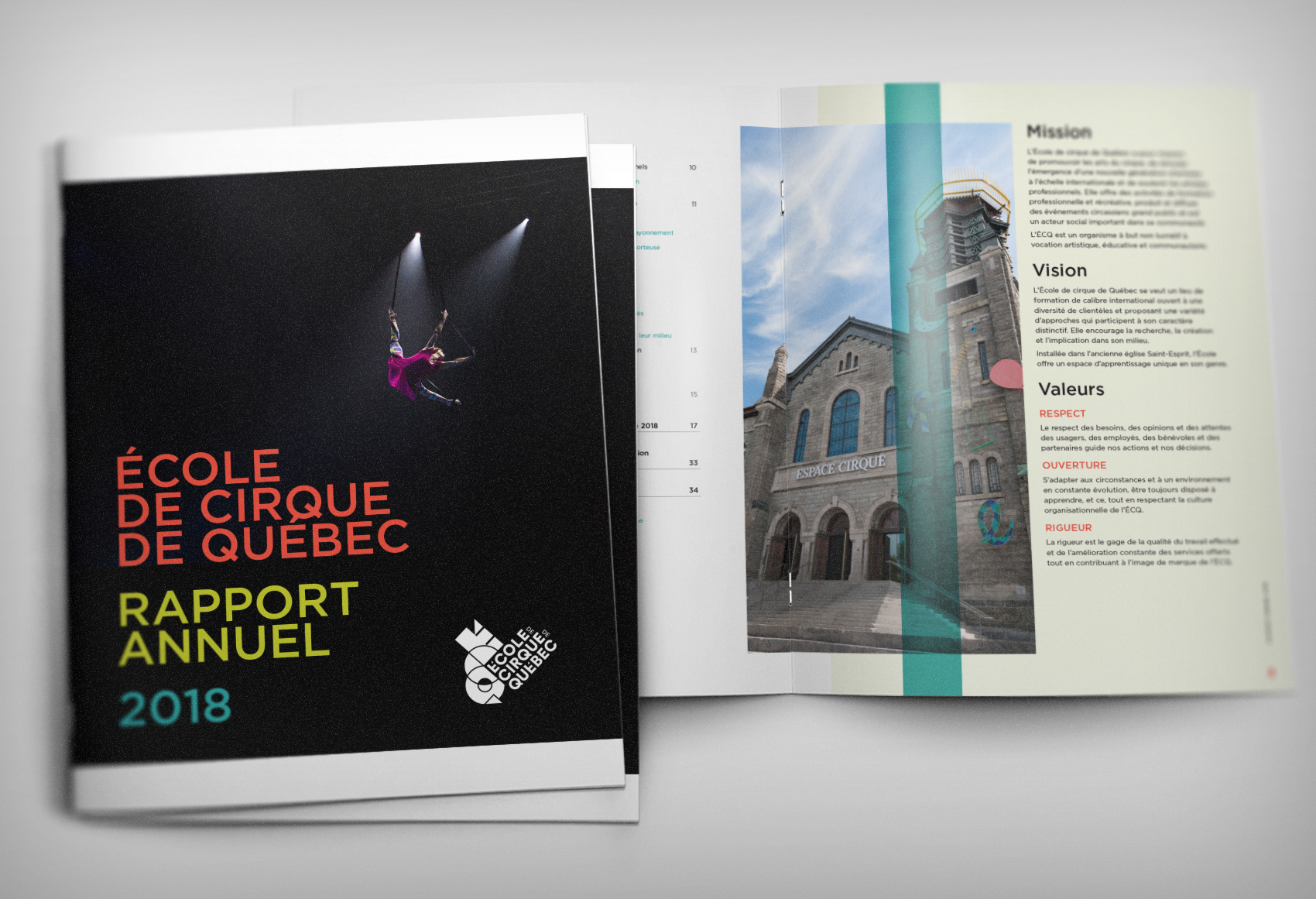 Rapport annuel - Mandat pour École de cirque de Québec - Grille et mise en page