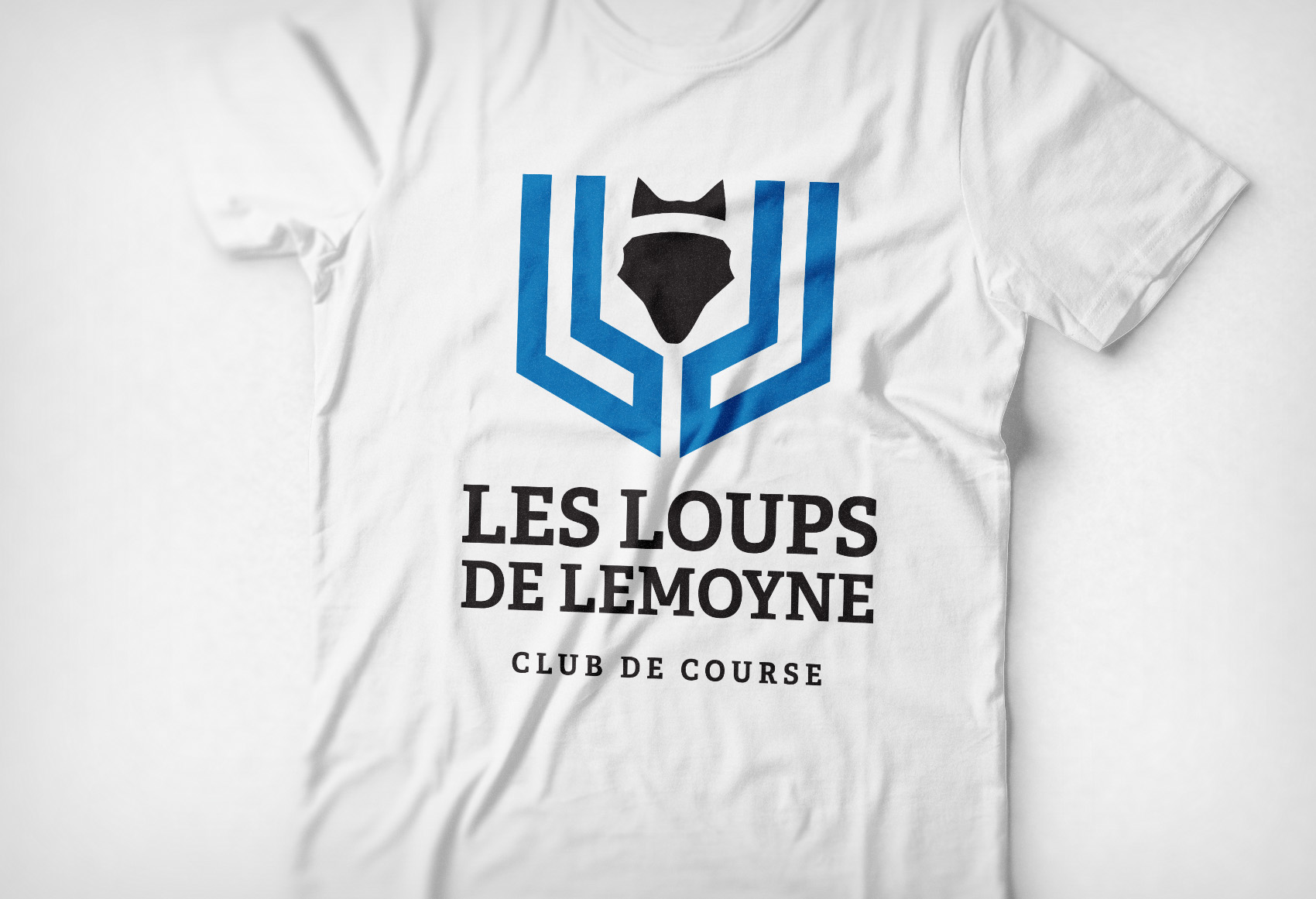 Logo des Loups de LeMoyne sur un t-shirt blanc